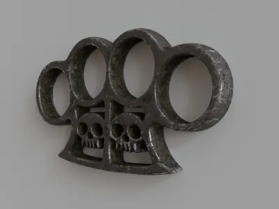 Grunge metal brass knuckles 3D model