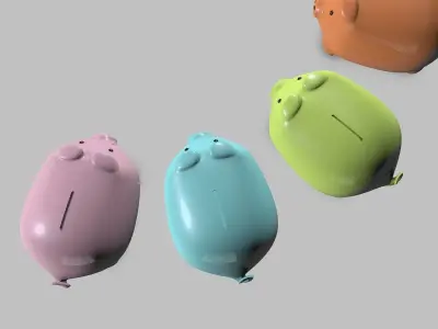 Piggy-Bank three colorful piggy bank 3D model