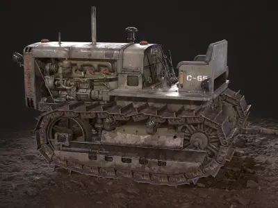 Tractor S-65 Stalinets USSR Low-poly 3D model