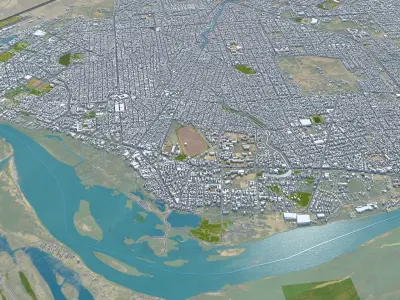 N Djamena Chad 30km AI Low-poly 3D model