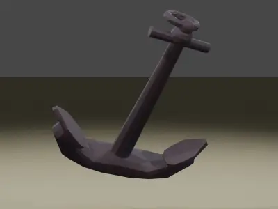 Lowpoly anchor from boat Low-poly 3D model