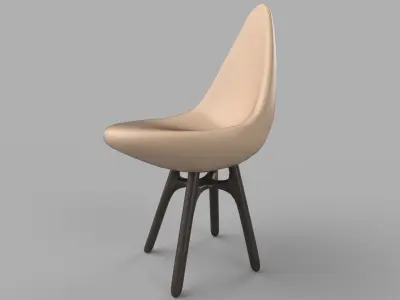 chair stool with seat and legs Low-poly 3D model