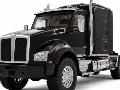Heavy Duty Black Semi Truck Sleeper Cab 3D model