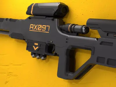 Sniper Rifle AX097 Game Ready Low-poly 3D model