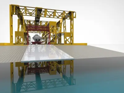 Shipbuilding military ship in Shipyard Industry 3D model