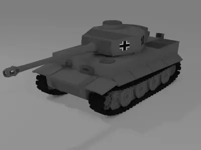 LowPoly tank TIger H1 Low-poly 3D model