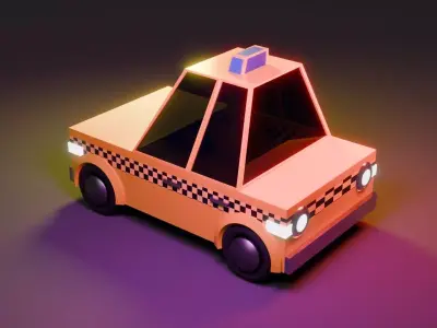 Low-Poly Stylized Taxi Car Low-poly 3D model