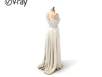 Elegant Evening Dress Mannequin Ivory Chiffon model pack Low-poly 3D model