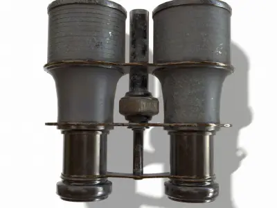 Black Vintage Binocular Low-poly 3D model