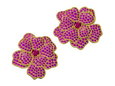 Antique Fully Iced Diamond Flower Earring 3D print model purchase