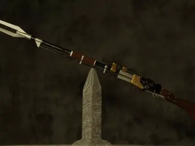 Rifle weapon with wooden handle 3D model