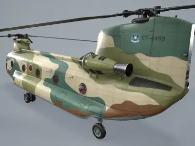 CH-47J Chinook JASDF Complex Animation Low-poly 3D model