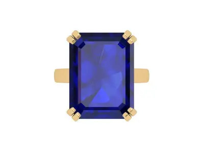 Emerald Solitaire Ring 3D print model 30