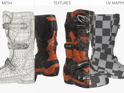 KTM Kids Motocross Boots Muddy Used 