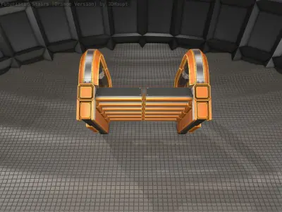 Sci-Fi Stairs - 10 - Orange Version Low-poly 3D model