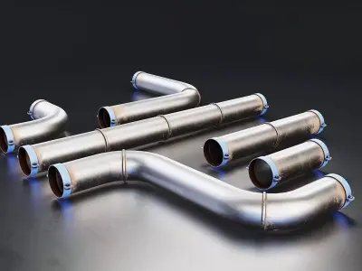Industrial Metal Pipe Kit Low-poly 3D model