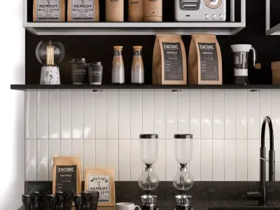 Modern Coffee Shop Interior in Blender 3D model