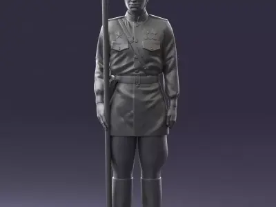 000109 Soviet Guard Soldier with Helmet and Medals 0116 3dp 3D print model