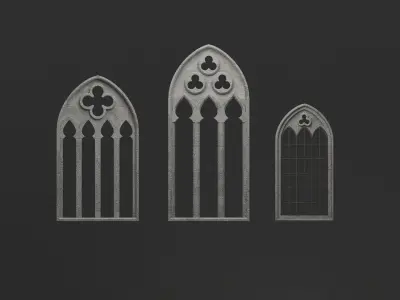 Gothic Medieval Window Set 3D model