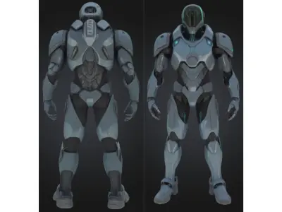 Next Gen Sci Fi Armored Robot Character Low-poly 3D model
