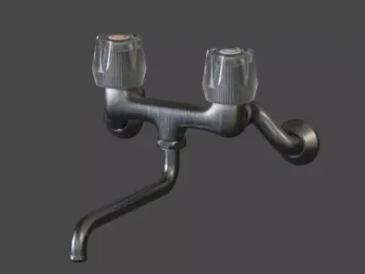 Low-Poly Japanese Retro Kitchen Faucet1 Low-poly 3D model