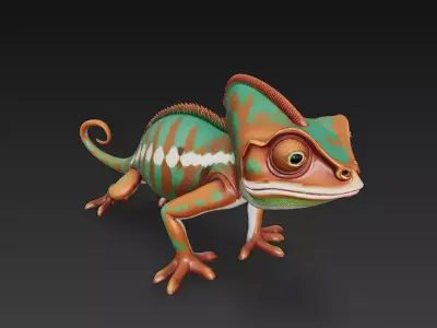 Chameleon Realistic 3D Model Basic - Low Poly Realistic Low-poly 3D model