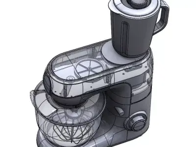 Kitchen Mixer with Blender Attachment 3D CAD Model 3D model