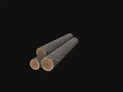 Medieval Log Stack Low-poly 3D model