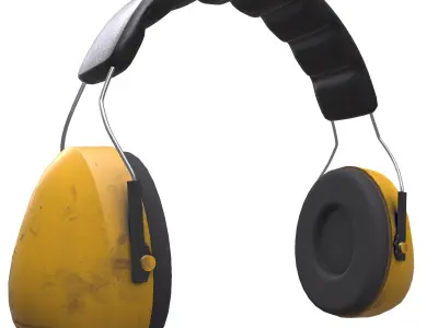 Safety Earmuff Low Poly Low-poly 3D model