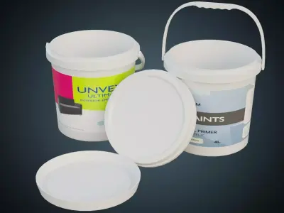 Paint Bucket 1 Basic Low-poly 3D model