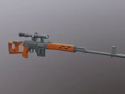 Dragunov SVD Low Poly Mobile Game Ready model Low-poly 3D model