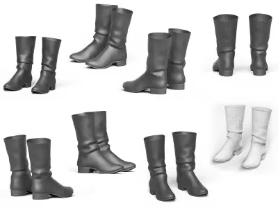 Collection of boots and shoes Low-poly 3D model