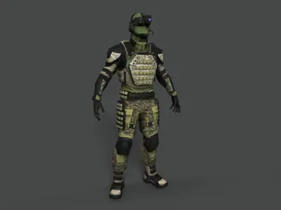 Tactical  Soldier Full Animation Low-poly 3D model