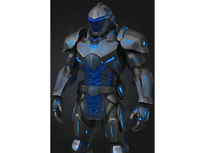 Futuristic Sci-Fi Soldier Character Armored Low-poly 3D model