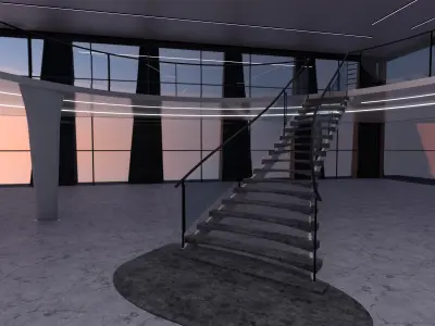 Futuristic mall Ladder future exhibition interior and exterior 3D model
