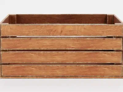 Wooden Box V1 - Open Slatted Storage Crate 3D model
