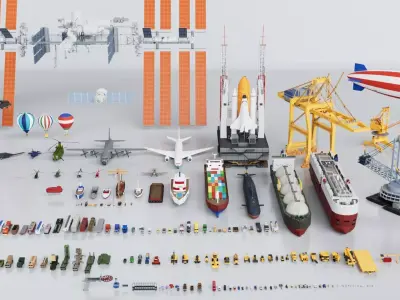 200 Vehicles Ultimate Mega Pack Collection - Game Ready Low-poly 3D model