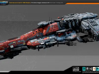 Sci Fi Battleship G6  Low-poly 3D model