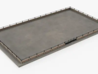Public Square with Metal Fence 3D model