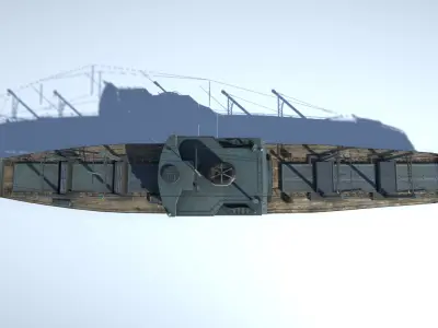 Old Japan Transport Ship Low-poly 3D model