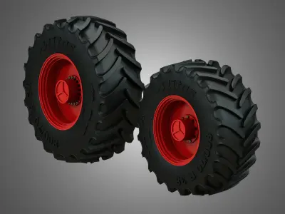 Tractor Tires and  Rims - T07 3D model