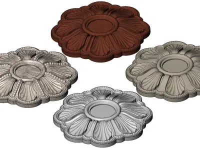 Round Rosette 3D PRINT models with different carvings 3D Model Pack