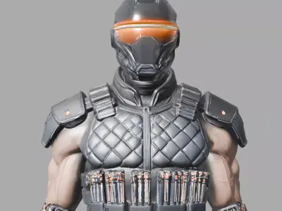 Orange Accent Tactical Combat Suit 3D model