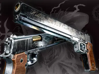 Hellsing ARMS Casull Low-poly 3D model