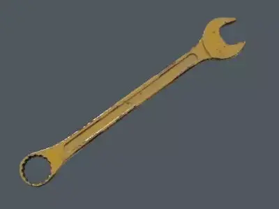 Yellow Industrial Combination Wrench Low-poly 3D model