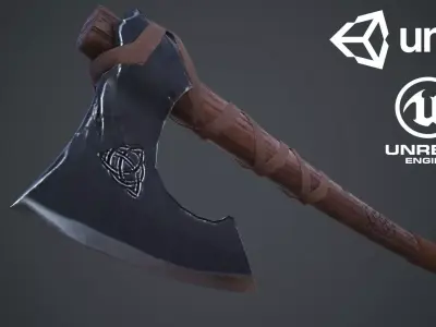 Viking axe Free low-poly 3D model get