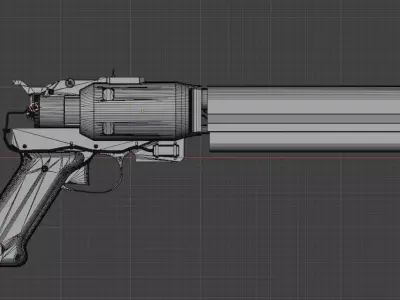 Industrial Sci-Fi Revolver - ARC Anvil Inspired Low-poly 3D model