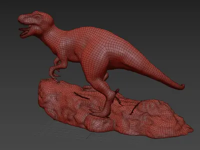 Statue of a Dinosaur  for visualization Low-poly 3D model