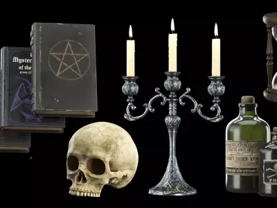 Gothic Occult Decoration Set Free 3D model