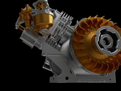 A single-cylinder 4-stroke engine 3D print model